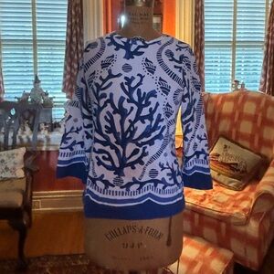 Barbara Gerwit blue and white half sleeve shirt